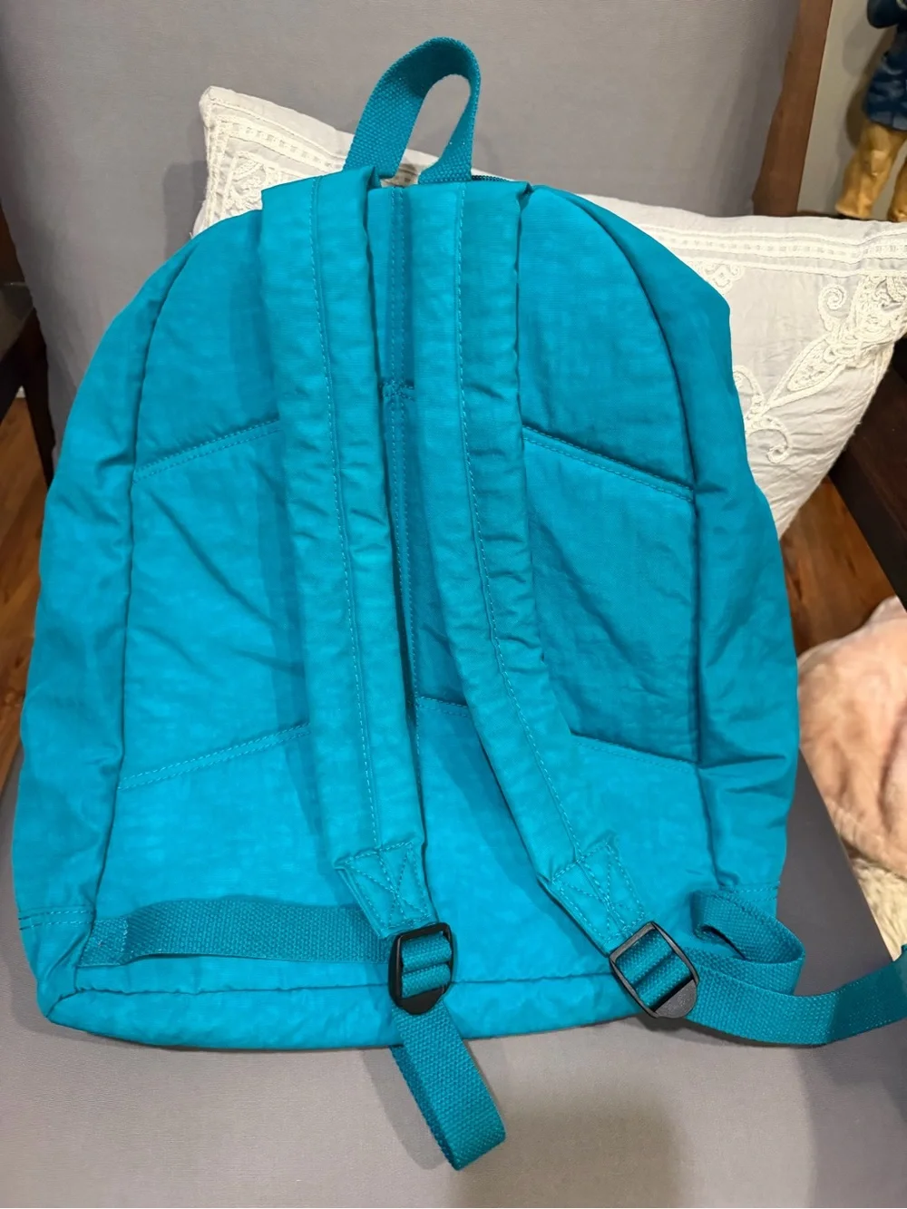 Kipling Turquoise Backpack with Front Pocket and Keychain